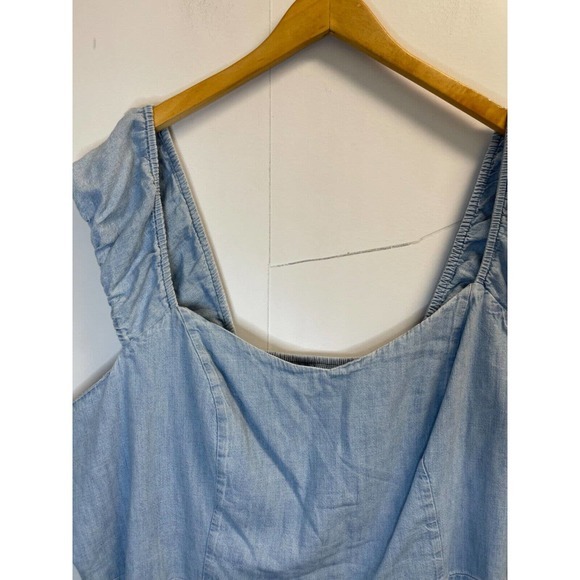 Old Navy Women's‎ Plus 4X Fit & Flare Puff-Sleeve Smocked Jean Mini Dress - Picture 5 of 8